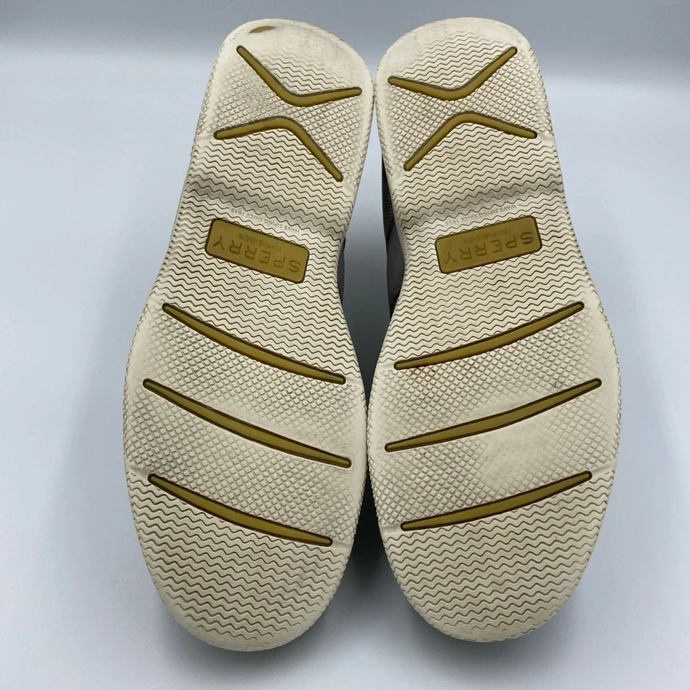 Sperry Surveyor 2-Eye Boat Shoes Men's Size 10 Memory Foam Gray Yellow STS24258